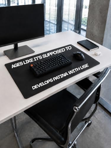Genuine Leather Desk Pad, Office Desk Mat, Large Desk Blotter, Desk Protector, and Mouse Pad – 31.5" x 15.75" (1.8-2.0 mm) Black, Waterproof, Premium Quality for Desk Surface Protection and Comfort - color: Black