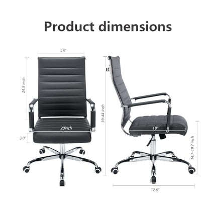 Office Desk Chair Leather, Conference Room Chairs with Wheels, Modern Executive Computer Guest Chairs with Arms (Black) - color: Black
