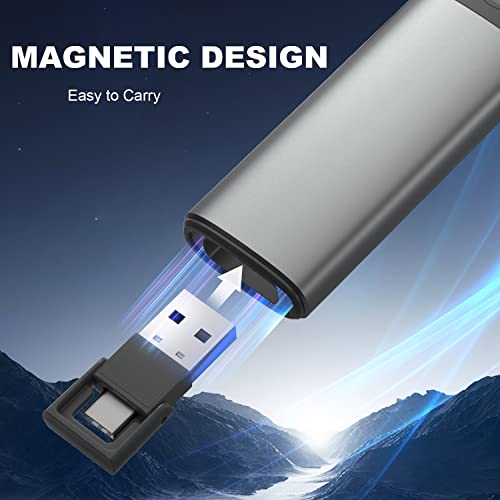 Metal Presentation Clicker for PowerPoint with 2‑in‑1 USB/Type C Receiver - style: Metal Rechargeable 01 Red Light