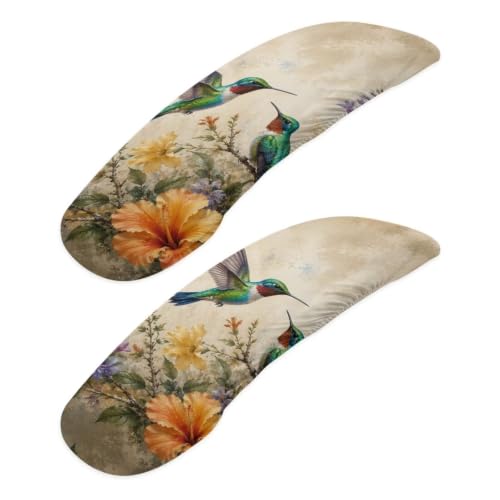 Office Chair Arm Covers Set of 2, Hummingbird Hibiscus Printed Removable Stretchable Gaming Chair Arm Rest Slipcovers, Dust-Proof Soft Elastic Computer Chair Armrest Covers, Home Decor - color: Beige and Green - Hummingbird Hibiscus