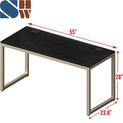 SHW 55-Inch Commercial-Grade Office Computer Desk, Espresso - color: Espresso, size: 55-Inch