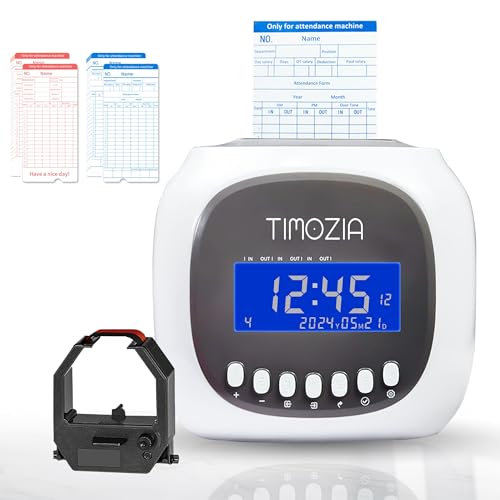 Time Clocks for Employees Small Business, Auto-Align Time Clock, 6 Punches per Day Time Machine | Clock in Machine for Employees with 50 Time Cards and 1 Ink Ribbon (Inside) - color: White With 50 Cards
