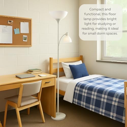 LIGHTACCENTS Floor Lamp with White Plastic Shades, Adjustable Standing Lamp, Reading Light, Head Lamp, Ideal Floor Lamps for Living Room, Measures 12x12x72 inches - color: White Reading Lamp