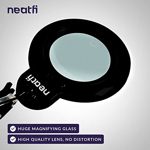 Neatfi Bifocal LED Magnifying Lamp, CCT, 1600 Lumens, 7-Inch Lens (Black) - color: Black