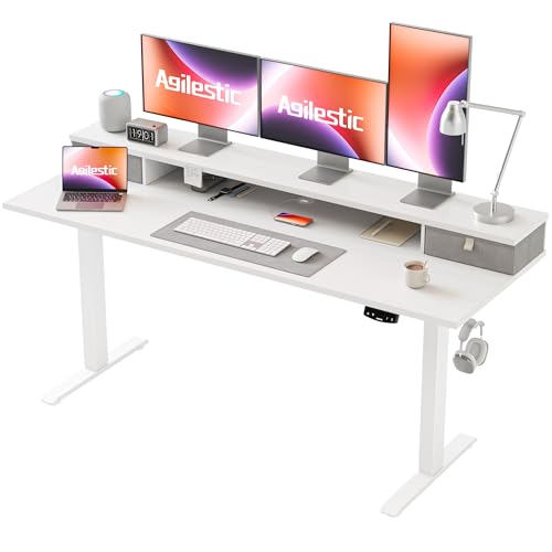 Agilestic 63 * 24 Inch Electric Standing Desk with Drawers, White - color: White, size: 63 x 24 Inches with 2 drawers