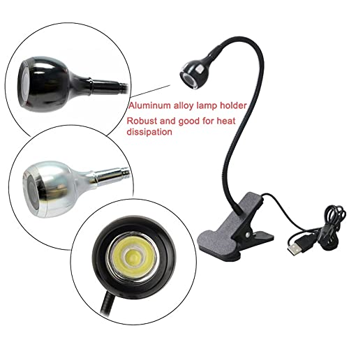USB 3W Blacklight Fixtures with Gooseneck and Clamp,395NM LED Black Light - color: Bb Black
