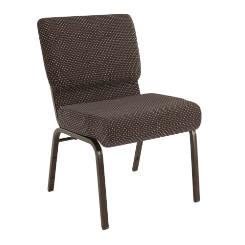 Flash Furniture HERCULES Series 21''W Stacking Church Chair in Brown Dot Fabric - Gold Vein Frame - color: Brown Dot Fabric/Gold Vein Frame, size: Set of 1