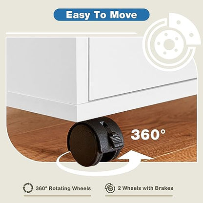OLIXIS 5 Drawer File Cabinet on Wheels, Printer Stand Storage Cabinet - color: White, size: 5 Chest