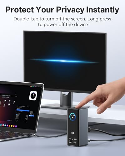 Selore Laptop Docking Station 3 Monitors, Triple 4K Display 3 HDMI 2 DP, Smart Display with Weather,100W PD, 10Gbps USB A/C, Gigabit Ethernet, SD/microSD Reader for Dell/HP/Lenovo/Asus/Acer - color: Space Grey