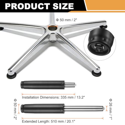 uxcell Office Chair Gas Cylinder, 20.1 Inch Class 2 Gas Cylinder Replacement Universal Hydraulic Pneumatic Lift Piston for Office Gaming Chair Desk Stools, Black
