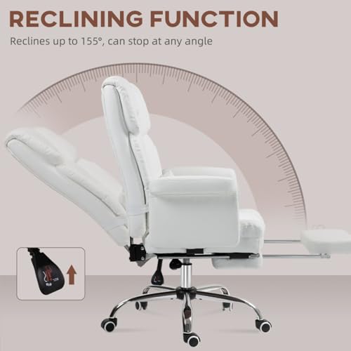 Ergonomic Executive Office Chair with Footrest and Lumbar Support, PU Leather Home Office Desk Chair with Reclining and Swivel