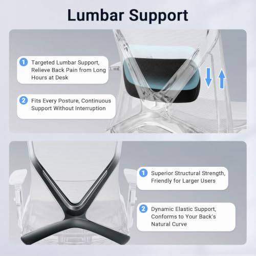 HYLONE Big and Tall Office Chair, High Back Mesh Chair with Adaptive Gravity Balance Recline, Adjustable Headrest & Lumbar Support, Comfortable Home Office Chair, X-Frame Structure
