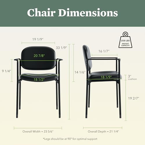 HON Scatter Guest Chair with Arms, Fabric Office Chairs, Black | Stackable desk chair no wheels for waiting rooms chairs, conference room chair, banquette seating, and office furniture - color: Black - Fabric Back - With Arms