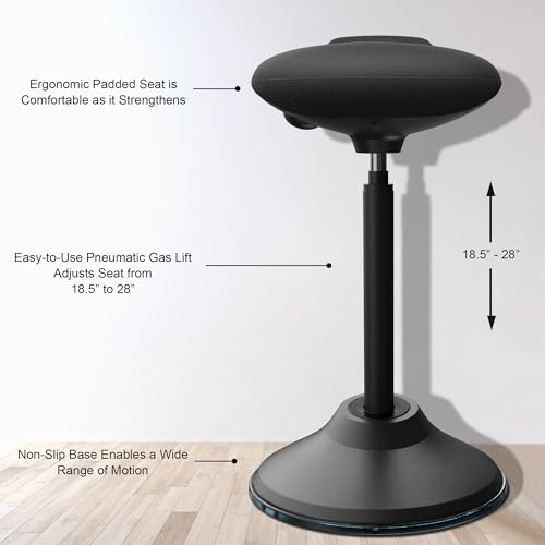 Standing Desk Chair, Adjustable Ergonomic Standing Stool, Swivel Sitting Balance Chair, Anti-Slip Bottom Pad - color: Black