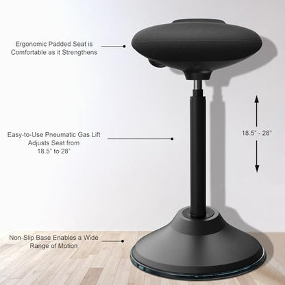 Standing Desk Chair, Adjustable Ergonomic Standing Stool, Swivel Sitting Balance Chair, Anti-Slip Bottom Pad - color: Black