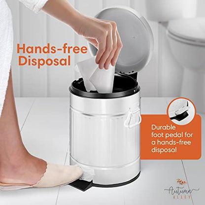 Autumn Alley White Farmhouse Bathroom Trash Can with Lid, Step, 1.3 Gal - color: White, style: 1 Pack (Trash Can Only)