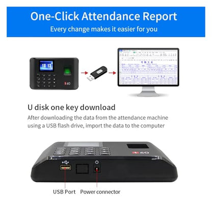 Biometric Attendance System USB Fingerprint Exit Record Recorder Reader Time Clock in Employees Date Machine Electronic Device