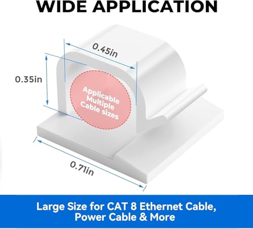 100Pack Adhesive Cable Clips, Wire Holders for Desk Wall Car, White - color: White, size: 100Pack