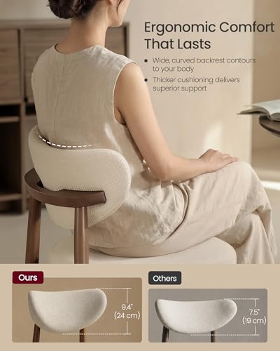 VASAGLE Wooden Dining Chairs Set of 2, Upholstered Kitchen Chairs with Solid Wood Legs, Ergonomic Curved Backrest, Built-in Handle, Mid Century Modern, for Kitchen Dining Vanity, Cappuccino Beige - color: Cappuccino Beige, size: Set of 2