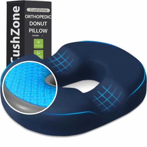 Donut Pillow Seat Cushion, Cooling Gel Memory Foam Chair Cushion, Blue - color: Blue, size: Large