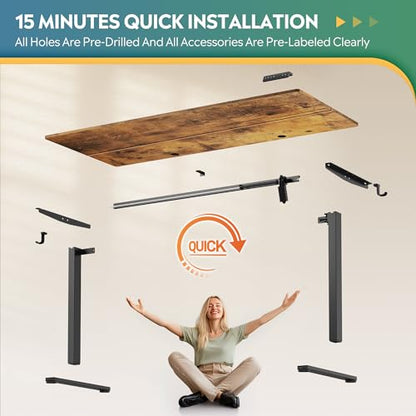 DEVAISE 63 Inch Standing Desk with Split Top, Computer Desk, Rustic Brown - color: Rustic Brown, size: 63 Inch