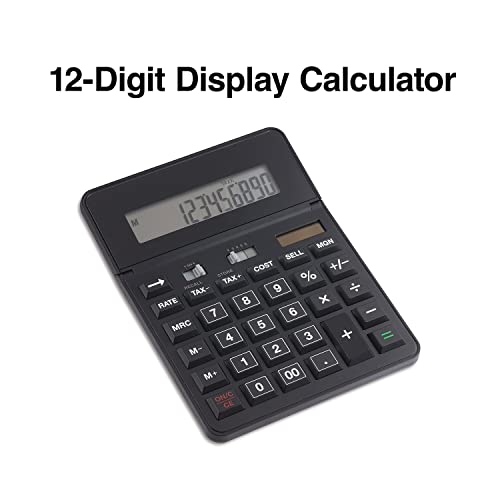 Staples 12-Digit Desktop Calculator, Solar/Battery, Black, 2-Pk, ST290 - size: 2 Pack, style: 12-Digit