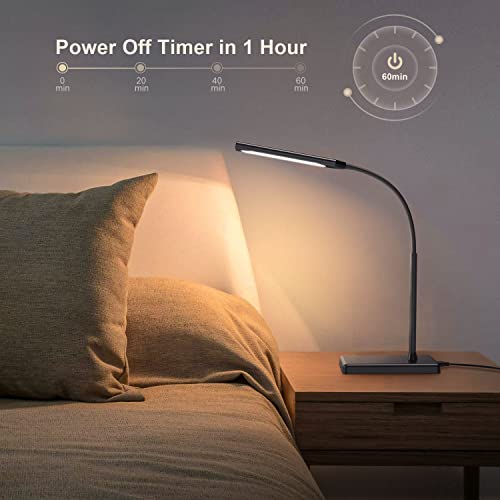 LED Desk Lamp for Office Home, Wireless Charger Desk Lamp - color: Dark Black