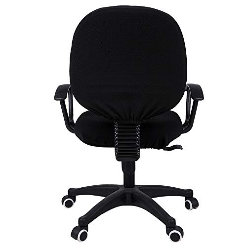 Smiry Ergonomic Office Chair Armrest Pads Black, Set of 2 Stretch Jacquard Office Computer Chair Seat Covers Black, Seat + Backrest Cover