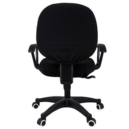 Smiry Ergonomic Office Chair Armrest Pads Black, Set of 2 Stretch Jacquard Office Computer Chair Seat Covers Black, Seat + Backrest Cover