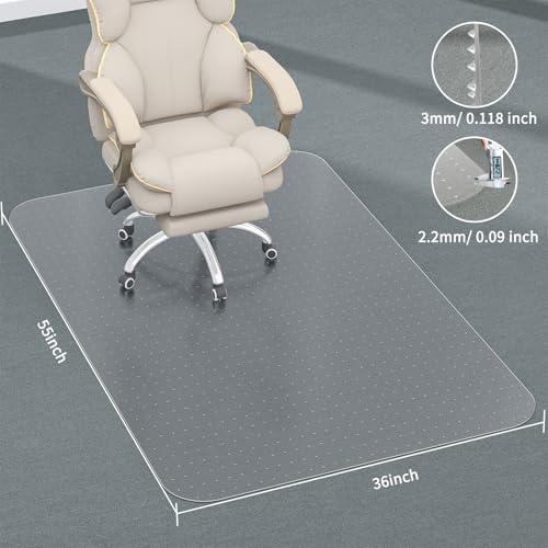 Office Chair Mat for Carpet, 55" X 36" Clear PVC Desk Chair Mat - size: 55" X 36"
