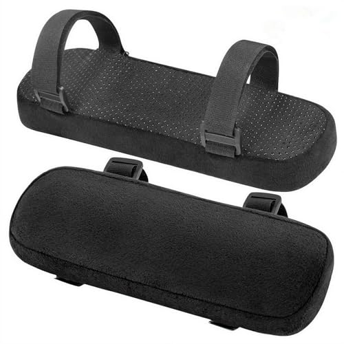 Office Chair Arm Covers 2 Pack – Memory Foam Armrest Pads with Soft Polyester Cover, Universal Fit for Desk, Gaming & Wheelchair Arms, Removable Washable Elbow Support (Black) - color: Black