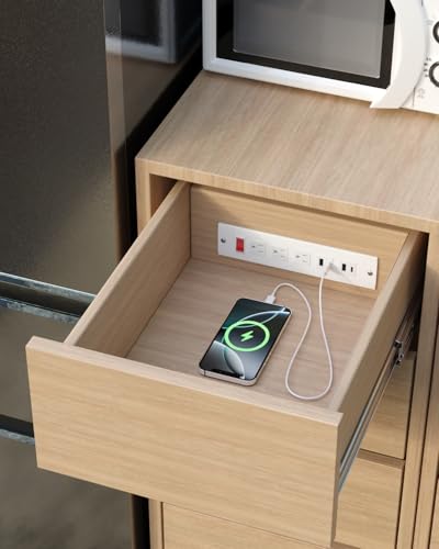 Drawer Outlet Charger Station with Cable Management Arm, White | USB C PD20W Fast Charger, Under Cabinet Desk Drawer, Power Outlet - color: White