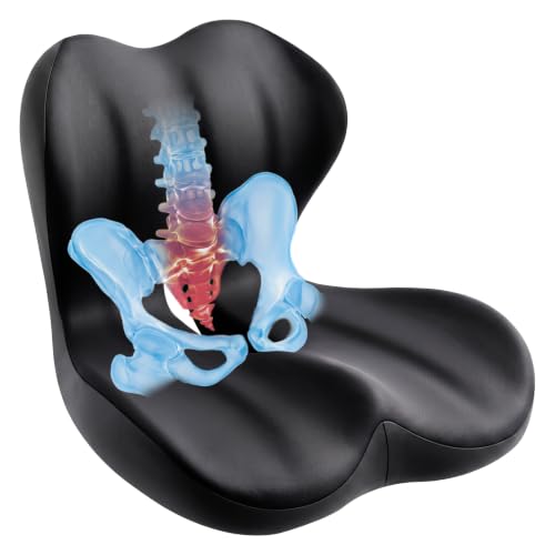Seat Cushion & Back Support for Tailbone and Lower Back Relief - color: Dark Gray