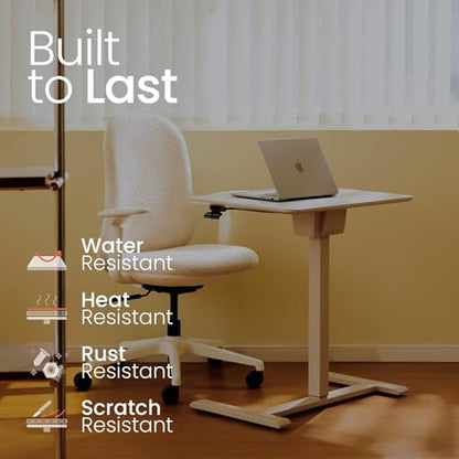 TopJob ANYDESK FOLD Mobile Standing Desk, Portable with Lockable Wheels, Foldable Stand Desk, Rolling Computer Workstations, Used for Home, Couch Side Table, Bedside Table in Bed Room Kitchen - color: Mist