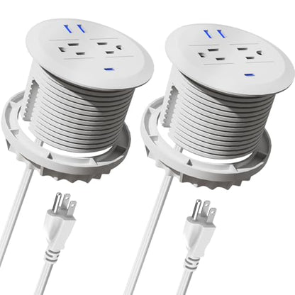 3-inch Desktop Power Grommet,2-Pack,10ft Cord,PD20W USB-C,White - size: White,10 ft Cord