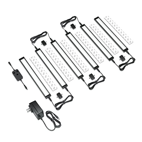 EShine 6 Pack 12 inch Black Smart Dimmable LED Under Cabinet Lighting Kit Compatible with Alexa, Google - Cool White (6000K) - color: Cool White (6000 K), size: 6 pack 12 Inch