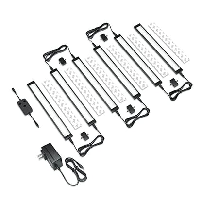EShine 6 Pack 12 inch Black Smart Dimmable LED Under Cabinet Lighting Kit Compatible with Alexa, Google - Cool White (6000K) - color: Cool White (6000 K), size: 6 pack 12 Inch