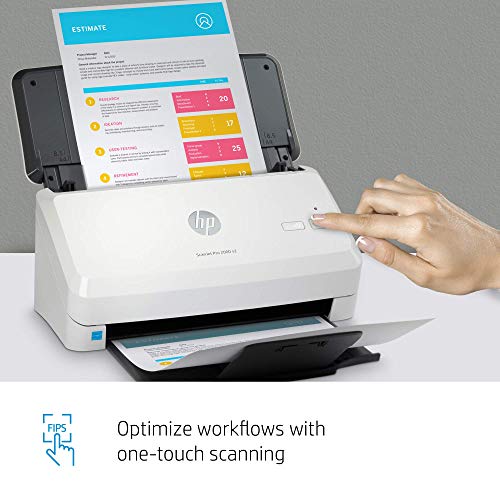 HP Scanjet Pro 2000 s2 Sheet-Feed Scanner (6FW06A), Light Grey, Small (Renewed)