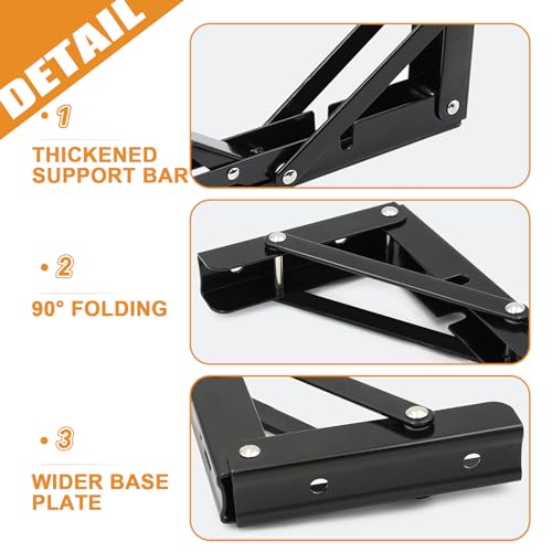 Storystore Folding Shelf Brackets - 10 Inch Heavy Duty Metal Collapsible Shelf Bracket for Bench Table, Shelf Hinge Wall Mounted Space Saving DIY Bracket, Max Load: 150 lb (4 PCS, Black) - size: 10 Inch 4 PCS