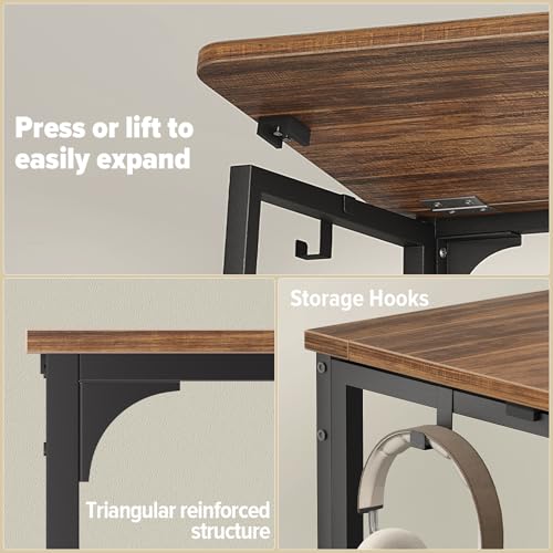 WOHOMO Folding Desk, 39.4" Foldable Computer Table for Small Spaces, Walnut - color: Brown, size: Large Size:39.4 x 15.7