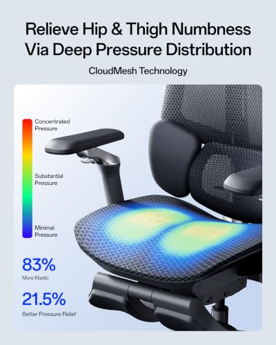Hbada E3 Pro 2026 Edition Ergonomic Office Chair, Mesh Desk Chair with 3-Zone Floating Lumbar Support, Upgraded 4D Headrest, 720° Armrests, Black with Footrest - color: Black