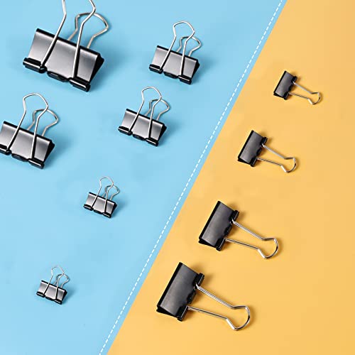 EFOK 208 PCS Binder Clips Paper Clamps Assorted Sizes Black Metal Bulk Clip - size: Assorted Sizes