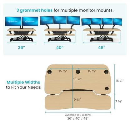VERSADESK PowerPro 36” x 24” Standing Desk Converter | 36 Inch Electric Height Adjustable Sit to Stand Desk Riser w/Keyboard Tray & USB Hub - Ergonomic Workstation for Home & Office, Maple - color: Maple