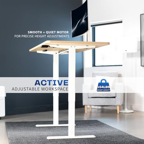 VIVO Light Wood 60 x 30 in Standing Desk, DESK-KIT-0W6C - color: Light Wood Top / White Frame, size: 60 x 30 inch