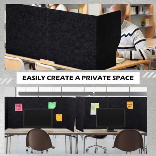 Large Desk Divider Foldable U Privacy Partition 48"L x 20"H, Black - size: 48"L x 20"H, style: Retro