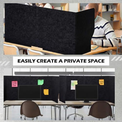 Large Desk Divider Foldable U Privacy Partition 48"L x 20"H, Black - size: 48"L x 20"H, style: Retro