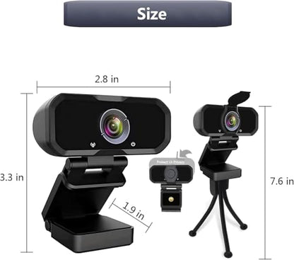 Webcam 1080p HD Computer Camera Microphone Laptop USB PC Webcam - color: Black-1080P