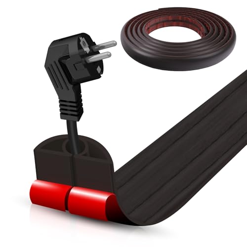 Floor Cord Cover Self Adhesive Cord Hider,10FT Cable Management, Extension Strip Protector for Wires, Prevent Cable Trips for Offices, Gyms, Exhibitions Cavity:0.3"(W) x 0.28"(H) Black Wood - color: Black Wood, size: 0.78" x 10'