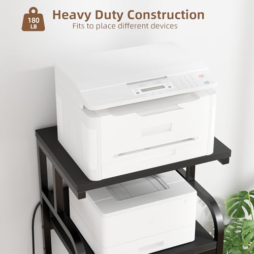 VOWNER 4-Tier Tall Printer Stand with Power Outlet and 4 Lockable Wheels