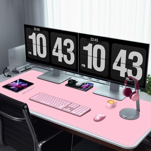 47.2" x 23.6" Large Desk Pad - Non-Slip PU Leather, Waterproof Writing Mat for Keyboard & Mouse, Fairy Tale Pink - color: Fairy Tale Pink, size: 47.2" x 23.6"